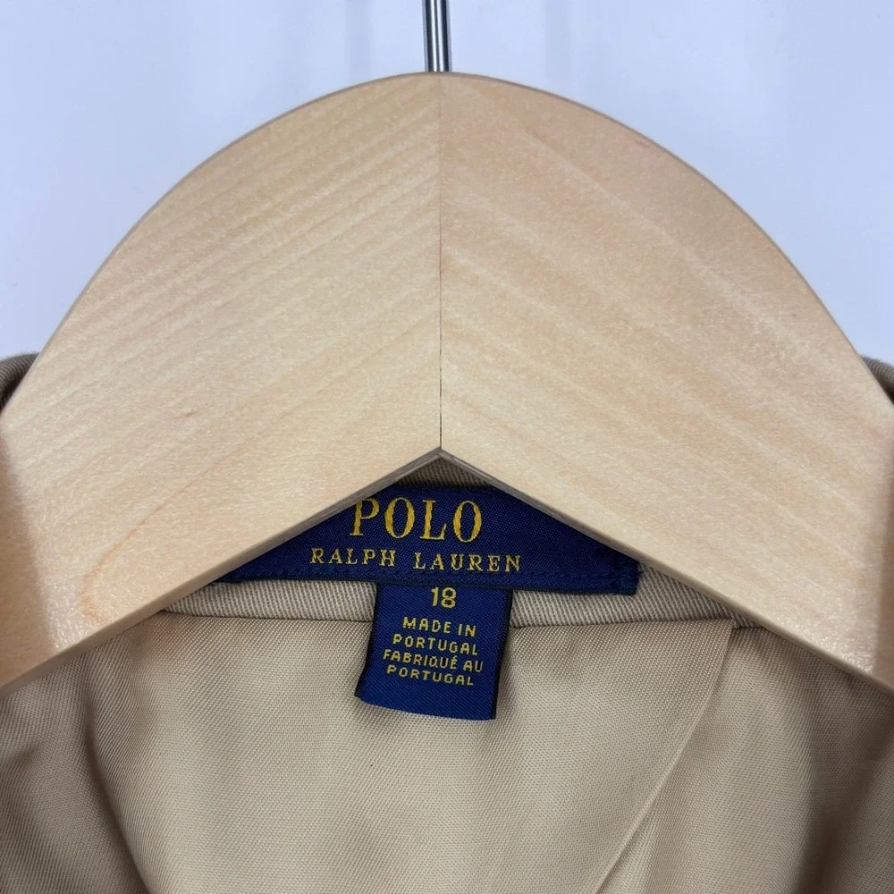 Polo Ralph Lauren Boys Blazer Sz 18 Tan Cotton Twill Sport Coat Jacket Preppy